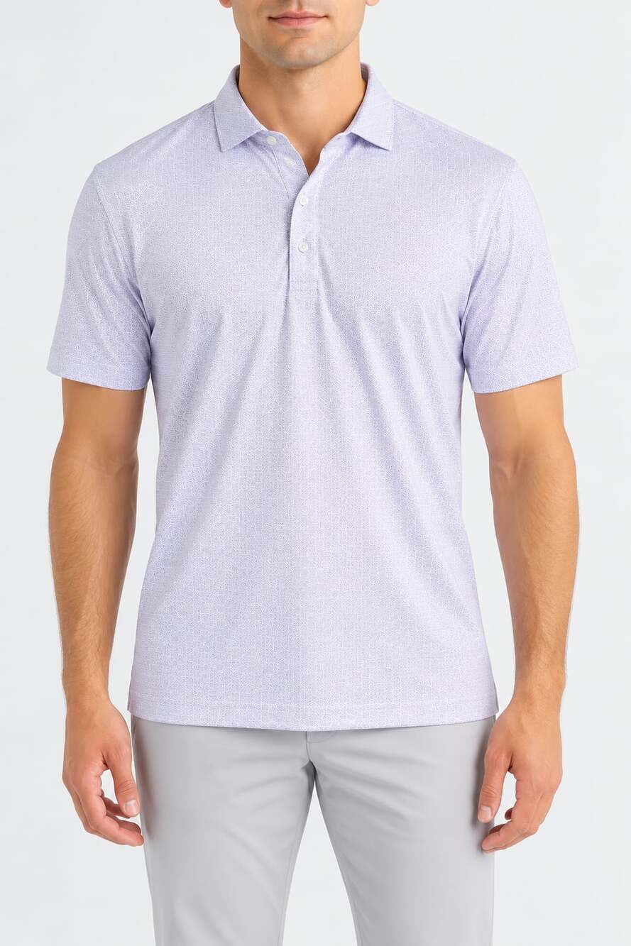 johnnie-O Performance Polo Shirt X-Large Purple Geo Print Golf